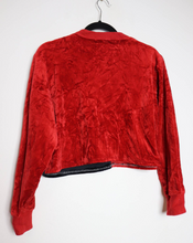 Load image into Gallery viewer, Red + Navy Cropped Velvet Sweatshirt - L

