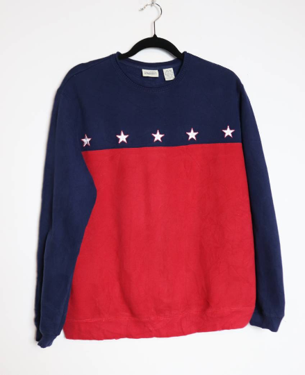 Navy Blue + Red Star Sweatshirt - M