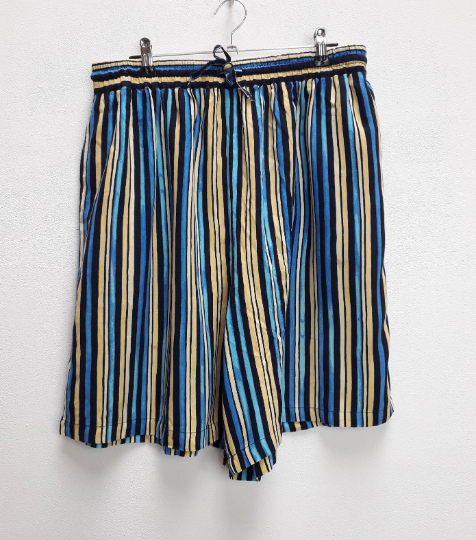 Blue + Brown Stripe Shorts - L