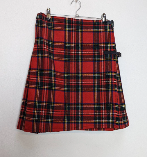 Red Plaid Mini-Skirt - XS