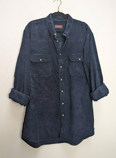Navy Blue Corduroy Shirt - XL