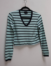 Load image into Gallery viewer, Tommy Hilfiger Blue Stripe Cropped Jumper - M
